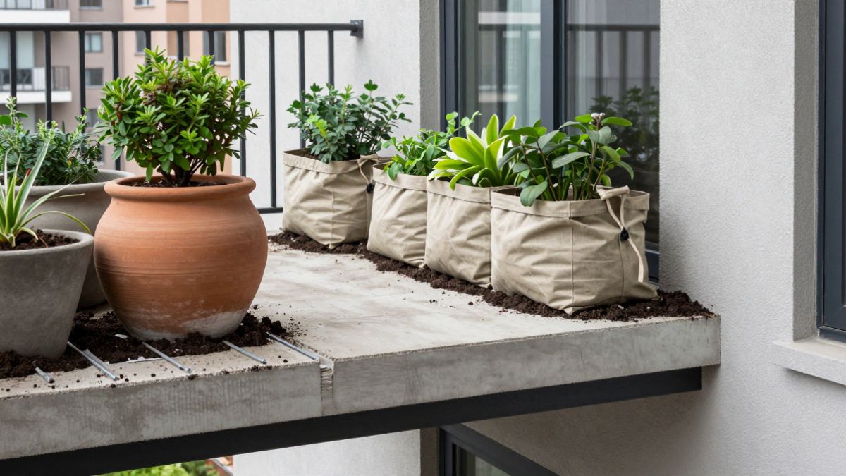 balcony full of heavy plants