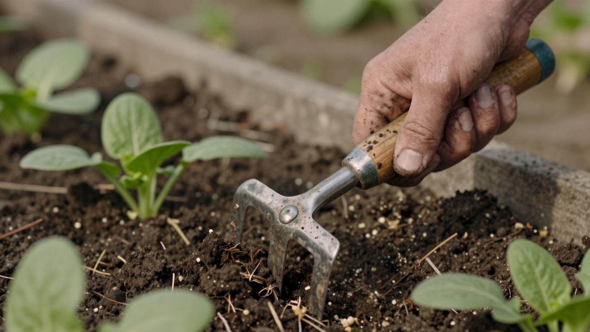 hand holding hand cultivator