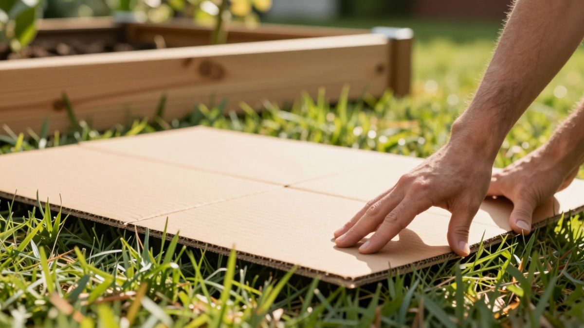 hands and cardboard sheet